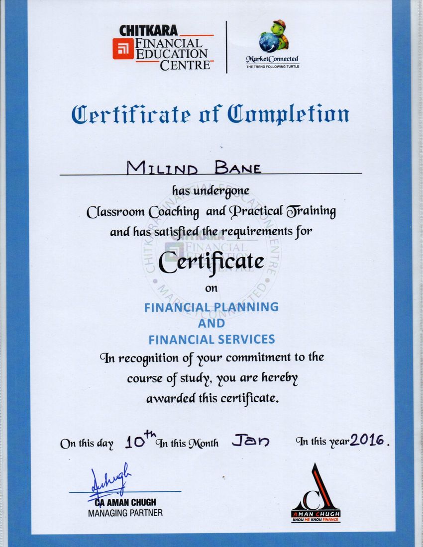 Certificates Friend Financial Services